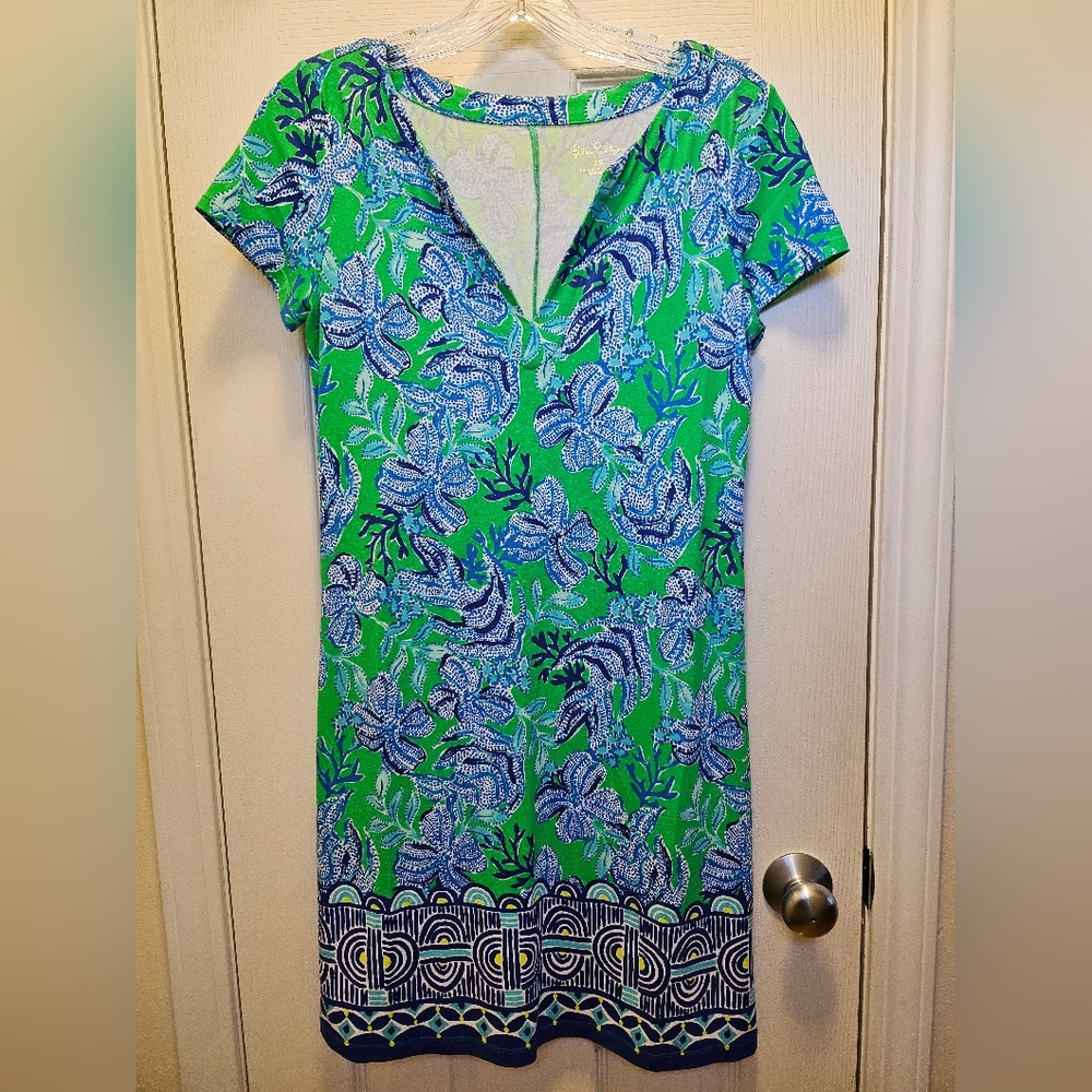 Lilly Pulitzer XS Keepin It Reel SOPHILETTA DRESS Cabana Green UPF50+ Summer